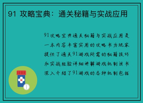 91 攻略宝典：通关秘籍与实战应用